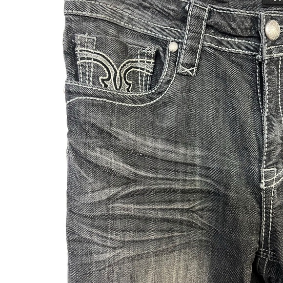 Suko Jeans 10 Jeans Dark Embroidered Studded Roadrunner Contrast Stitch Boho - Picture 2 of 11